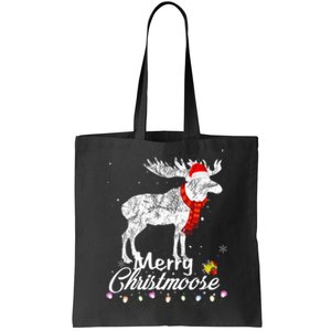 Merry Christmoose Lights Santa Hat Funny Christmas Moose  Tote Bag