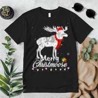 Merry Christmoose Lights Santa Hat Funny Christmas Moose  Premium T-Shirt