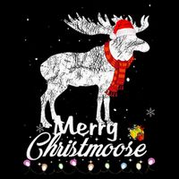 Merry Christmoose Lights Santa Hat Funny Christmas Moose  Premium T-Shirt