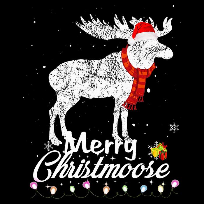 Merry Christmoose Lights Santa Hat Funny Christmas Moose  Premium T-Shirt
