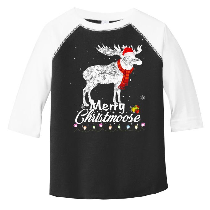 Merry Christmoose Lights Santa Hat Funny Christmas Moose  Toddler Fine Jersey T-Shirt