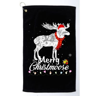 Merry Christmoose Lights Santa Hat Funny Christmas Moose  Golf Towel