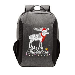 Merry Christmoose Lights Santa Hat Funny Christmas Moose  Vector Backpack