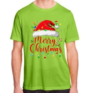 Merry Christmas Lights Red Santa Hat Xmas Family Adult ChromaSoft Performance T-Shirt