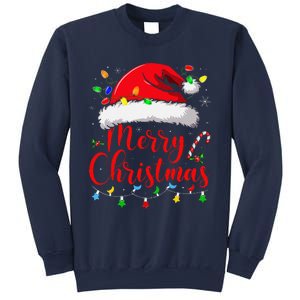 Merry Christmas Lights Red Santa Hat Xmas Family Sweatshirt