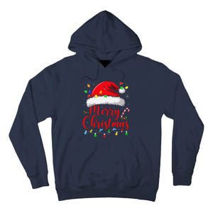 Merry Christmas Lights Red Santa Hat Xmas Family Tall Hoodie