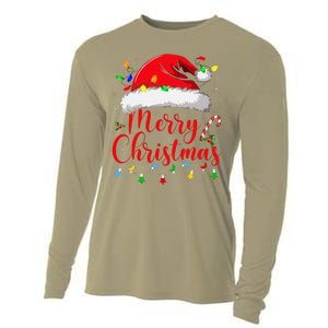 Merry Christmas Lights Red Santa Hat Xmas Family Cooling Performance Long Sleeve Crew