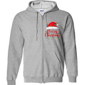 Merry Christmas Lights Red Santa Hat Xmas Family Full Zip Hoodie