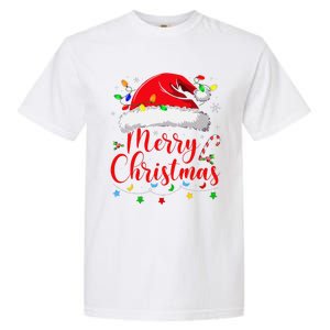 Merry Christmas Lights Red Santa Hat Xmas Family Garment-Dyed Heavyweight T-Shirt