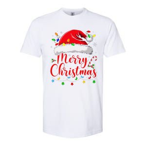 Merry Christmas Lights Red Santa Hat Xmas Family Softstyle CVC T-Shirt