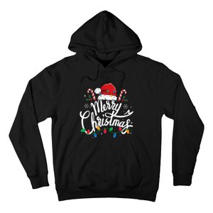 Merry Christmas Lights Red Santa Hat Xmas Family Hoodie