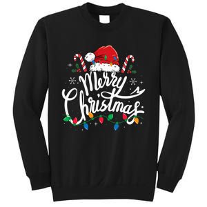 Merry Christmas Lights Red Santa Hat Xmas Family Sweatshirt