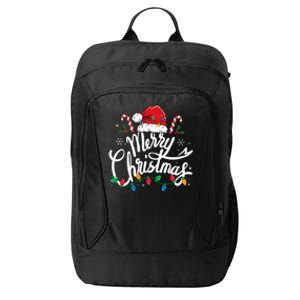 Merry Christmas Lights Red Santa Hat Xmas Family City Backpack