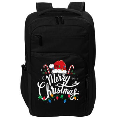 Merry Christmas Lights Red Santa Hat Xmas Family Impact Tech Backpack