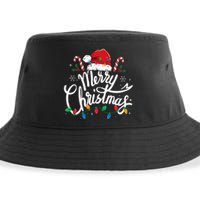 Merry Christmas Lights Red Santa Hat Xmas Family Sustainable Bucket Hat