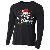 Merry Christmas Lights Red Santa Hat Xmas Family Cooling Performance Long Sleeve Crew