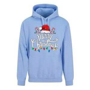 Merry Christmas Lights Red Santa Hat Xmas Family Unisex Surf Hoodie