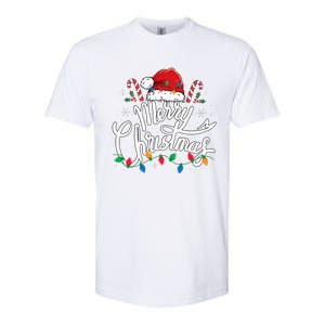 Merry Christmas Lights Red Santa Hat Xmas Family Softstyle CVC T-Shirt