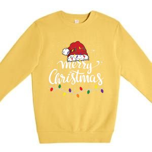 Merry Christmas Lights Red Santa Hat Xmas Family Great Gift Premium Crewneck Sweatshirt