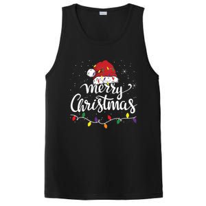 Merry Christmas Lights Red Santa Hat Xmas Family Great Gift PosiCharge Competitor Tank