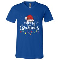 Merry Christmas Lights Red Santa Hat Xmas Family Great Gift V-Neck T-Shirt