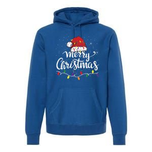 Merry Christmas Lights Red Santa Hat Xmas Family Great Gift Premium Hoodie