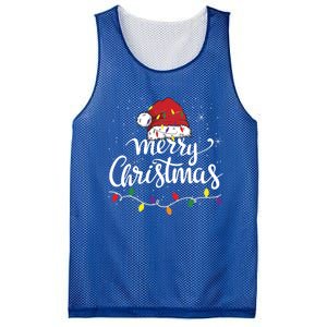 Merry Christmas Lights Red Santa Hat Xmas Family Great Gift Mesh Reversible Basketball Jersey Tank