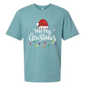 Merry Christmas Lights Red Santa Hat Xmas Family Great Gift Sueded Cloud Jersey T-Shirt