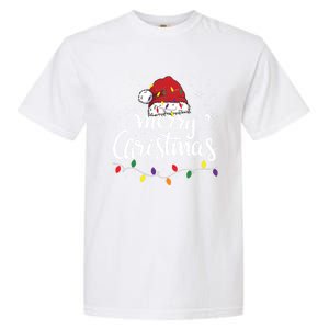 Merry Christmas Lights Red Santa Hat Xmas Family Great Gift Garment-Dyed Heavyweight T-Shirt