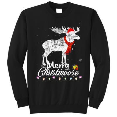 Merry Christmoose Lights Santa Hat Funny Christmas Moose  Sweatshirt