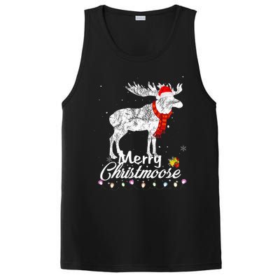 Merry Christmoose Lights Santa Hat Funny Christmas Moose  PosiCharge Competitor Tank