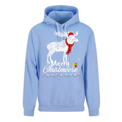 Merry Christmoose Lights Santa Hat Funny Christmas Moose  Unisex Surf Hoodie