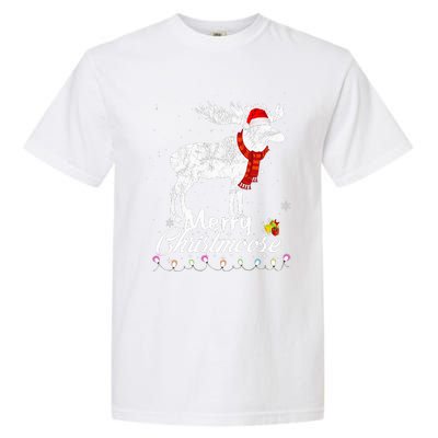 Merry Christmoose Lights Santa Hat Funny Christmas Moose  Garment-Dyed Heavyweight T-Shirt