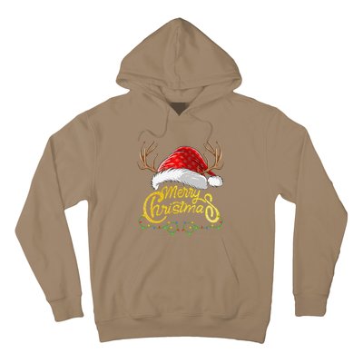 Merry Christmas Lights Red Santa Hat Xmas Family Hoodie