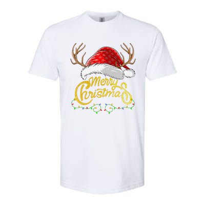 Merry Christmas Lights Red Santa Hat Xmas Family Softstyle CVC T-Shirt