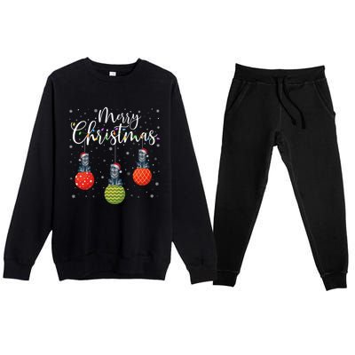 Merry Christmas Lights Santa Hat Wolf Ugly Xmas Meaningful Gift Premium Crewneck Sweatsuit Set