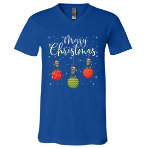 Merry Christmas Lights Santa Hat Wolf Ugly Xmas Meaningful Gift V-Neck T-Shirt