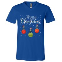 Merry Christmas Lights Santa Hat Wolf Ugly Xmas Meaningful Gift V-Neck T-Shirt