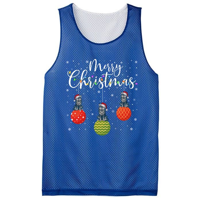 Merry Christmas Lights Santa Hat Wolf Ugly Xmas Meaningful Gift Mesh Reversible Basketball Jersey Tank