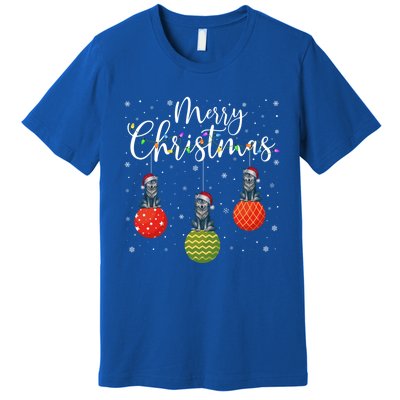 Merry Christmas Lights Santa Hat Wolf Ugly Xmas Meaningful Gift Premium T-Shirt