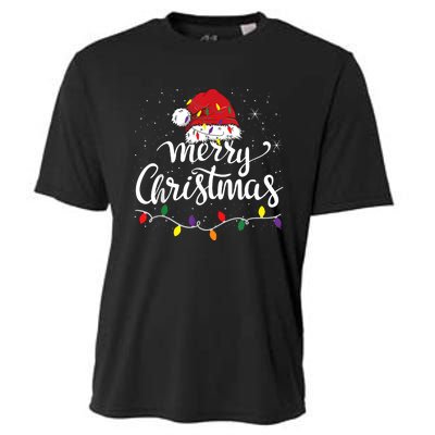 Merry Christmas Lights Red Santa Hat Xmas Family Women Cooling Performance Crew T-Shirt