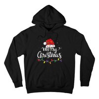 Merry Christmas Lights Red Santa Hat Xmas Family Women Hoodie