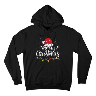 Merry Christmas Lights Red Santa Hat Xmas Family Women Hoodie