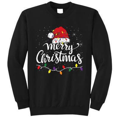 Merry Christmas Lights Red Santa Hat Xmas Family Women Sweatshirt