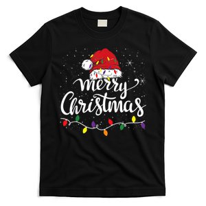 Merry Christmas Lights Red Santa Hat Xmas Family Women T-Shirt