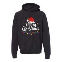 Merry Christmas Lights Red Santa Hat Xmas Family Women Premium Hoodie