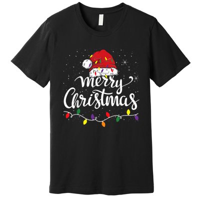 Merry Christmas Lights Red Santa Hat Xmas Family Women Premium T-Shirt