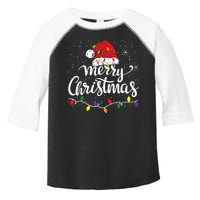 Merry Christmas Lights Red Santa Hat Xmas Family Women Toddler Fine Jersey T-Shirt