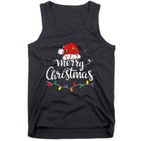 Merry Christmas Lights Red Santa Hat Xmas Family Women Tank Top