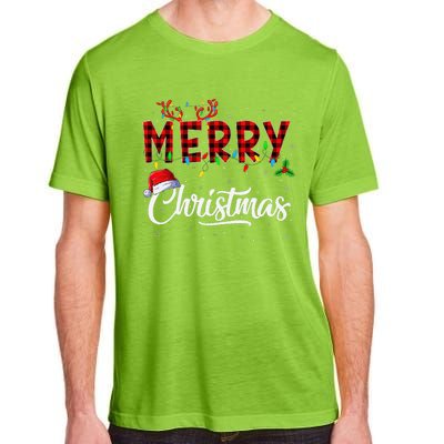 Merry Christmas Lights Santa Hat Xmas Family Adult ChromaSoft Performance T-Shirt